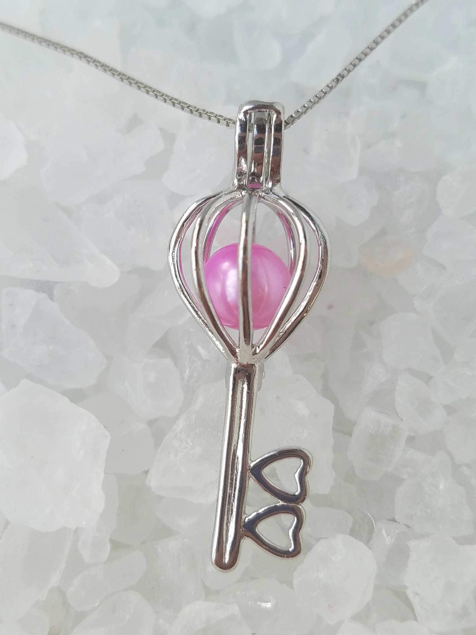 KEY to My HEART Sterling Silver Pearl Cage